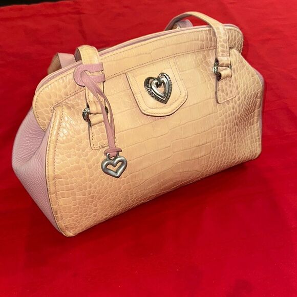 Brighton Heart Charm Beige and Pink Crocodile-Embossed Handbag - Picture 3 of 13